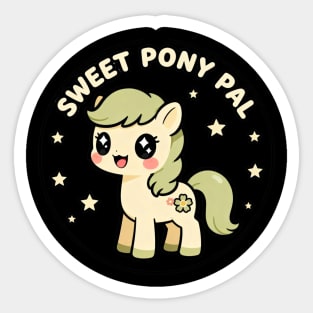 Sweet Pony Pal - Kawaii Horse Circle Design - Cute Animal Friend Sticker